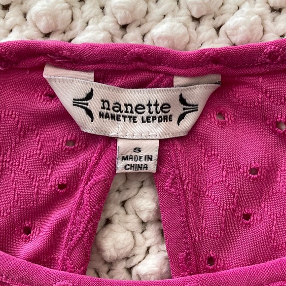 Nanette Lepore Fuchsia Eyelet Short Sleeve Top - Picture 6 of 9